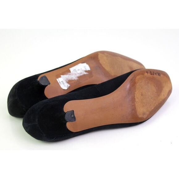 Donald Pliner BLACK GENUINE LEATHER SUEDE LOW HEEL CLASSIC PUMP SHOES Size 9M - Picture 9 of 11